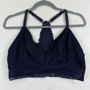 Aerie Lace Racerback Bralette Bra Navy Blue Women's‎ Size XL Extra Large